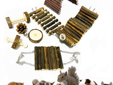 Juguetes para Masticar para Hámster, Juego de 8 Pcs Juguetes de Madera Natural de la Casa del Hámster, Conejo, Ardilla, Loro, Ramas Naturales para Moler Dientes y Masticar Embalaje Deteriorado Online