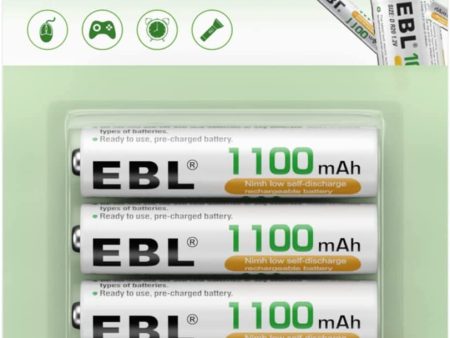 EBL AAA Baterías Recargables de 1100mAh con último Paquete (4 Unidades) Embalaje Deteriorado Discount