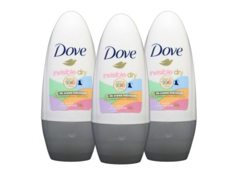 Desodorante Dove Invisible Seco en Rollo, Antitranspirante con 1 4 de Crema Hidratante, Cero Manchas, para Hombres y Mujeres, Pack de 3 de 50ml (Falta 1 unidad, incluye 2) Embalaje Deteriorado Online Sale