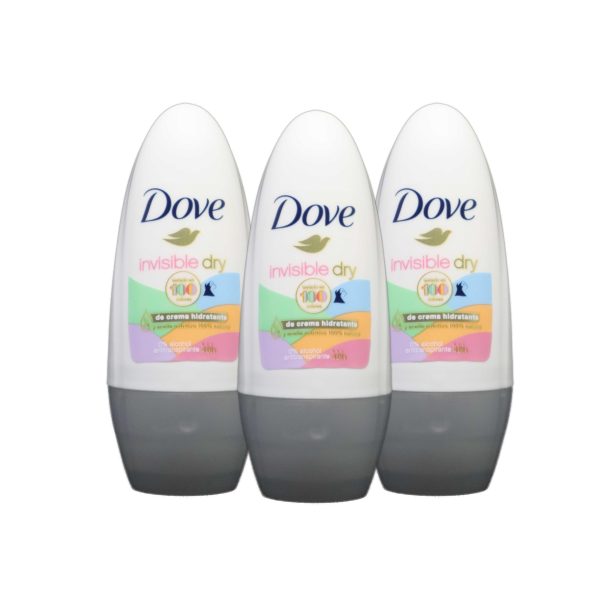 Desodorante Dove Invisible Seco en Rollo, Antitranspirante con 1 4 de Crema Hidratante, Cero Manchas, para Hombres y Mujeres, Pack de 3 de 50ml (Falta 1 unidad, incluye 2) Embalaje Deteriorado Online Sale